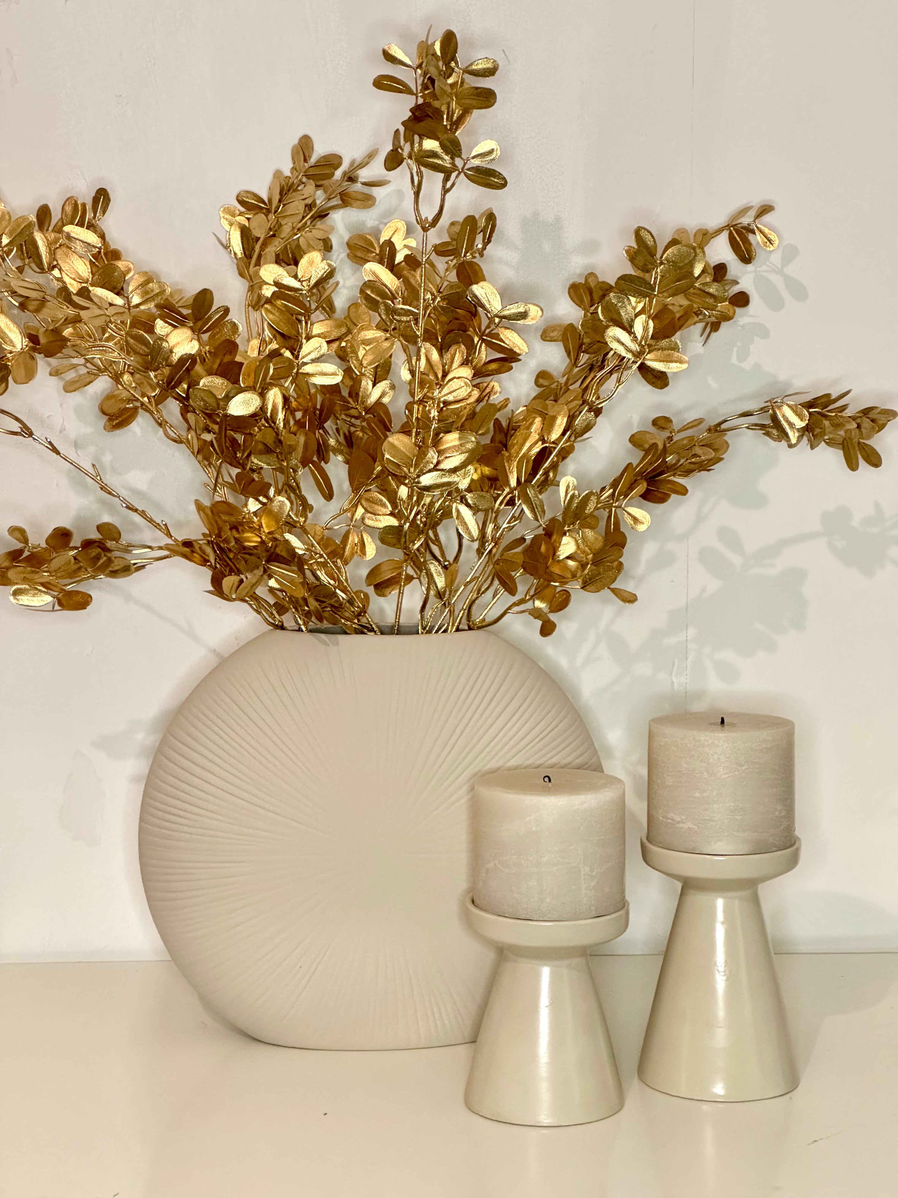 Kandelaars set | Beige geglazuurd