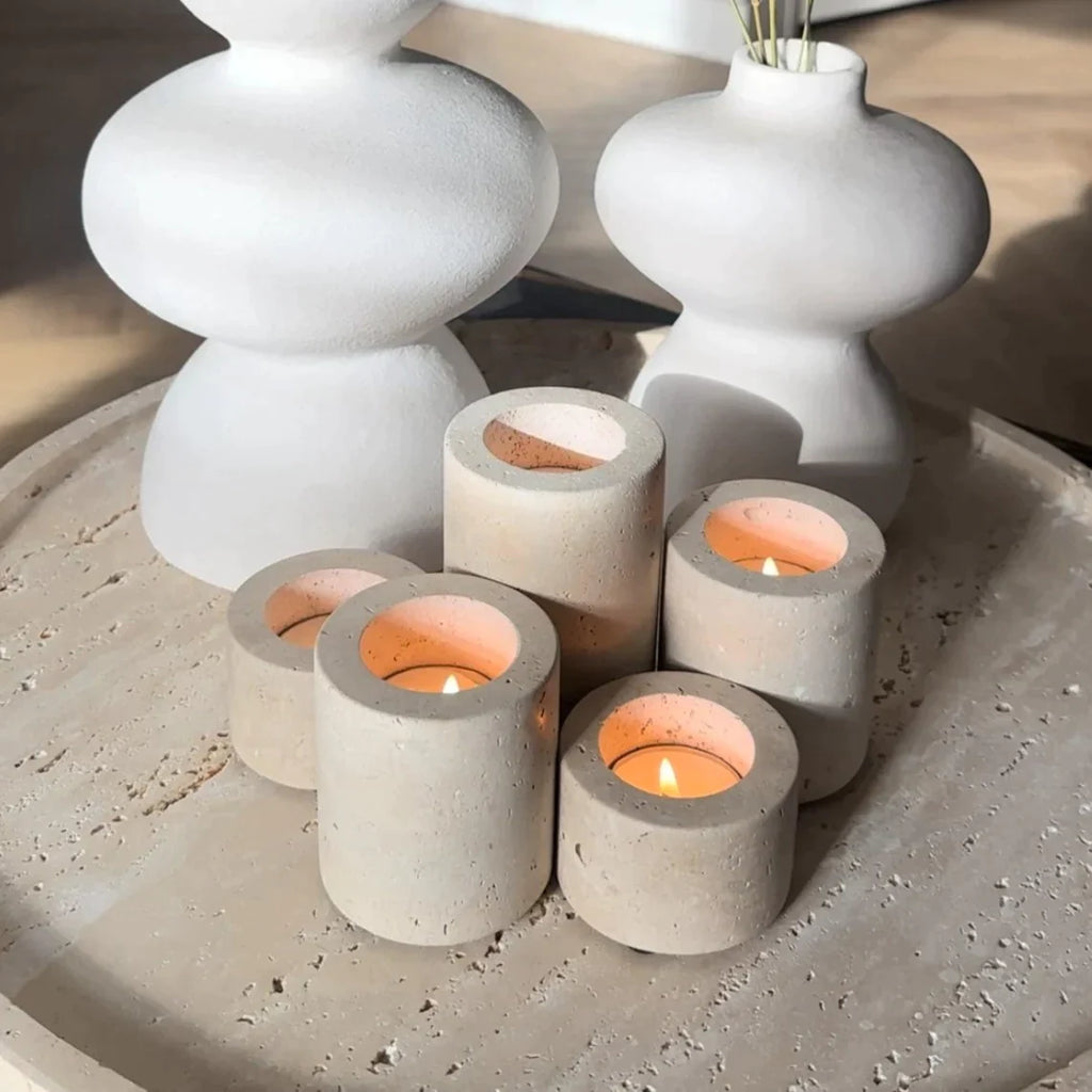 Travertine waxinelichthouder | L