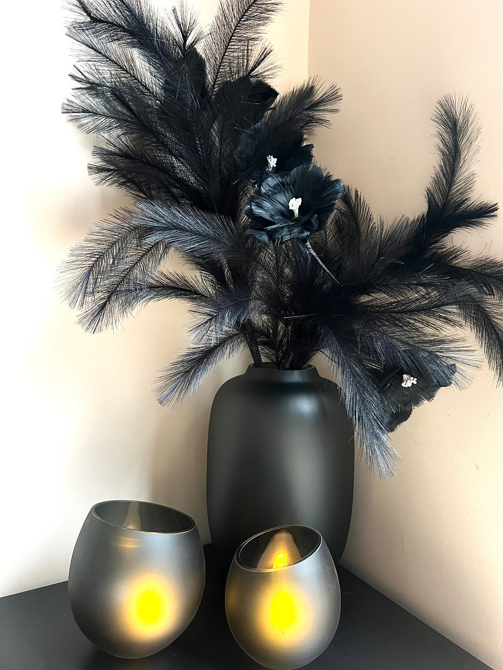 Kunstbloem | zwart parels